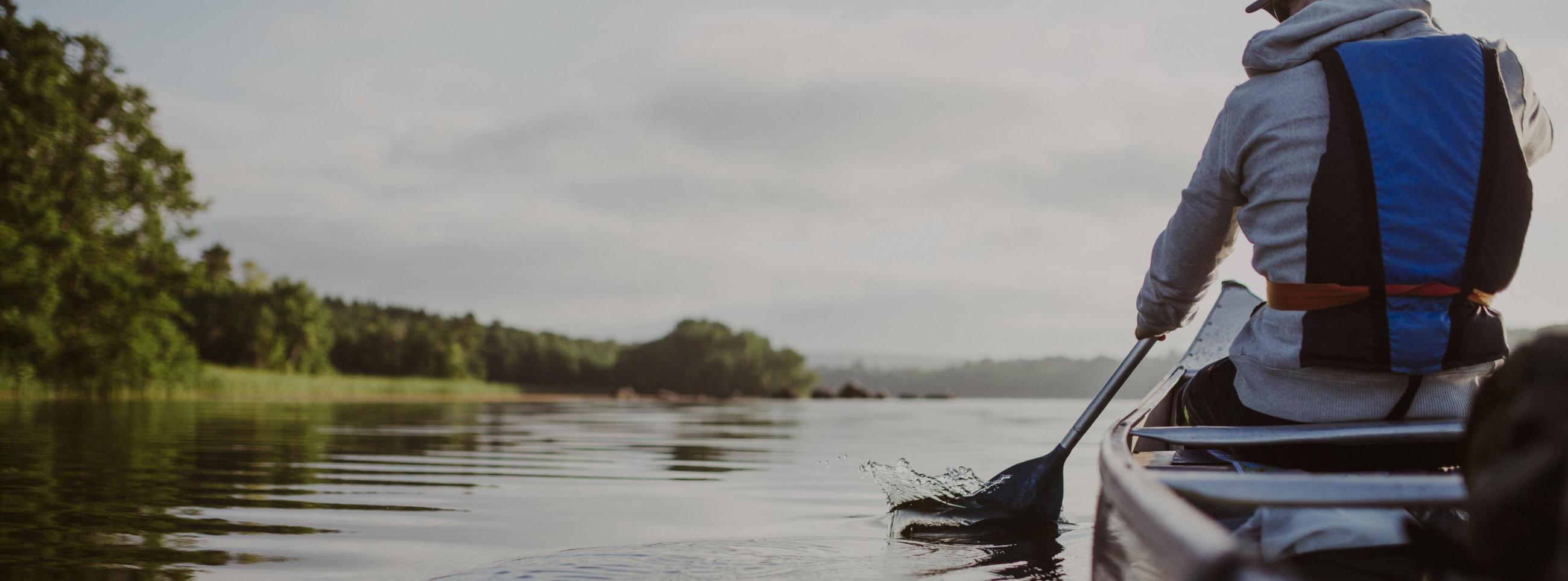 A view from a canoe in a lake in Skåne