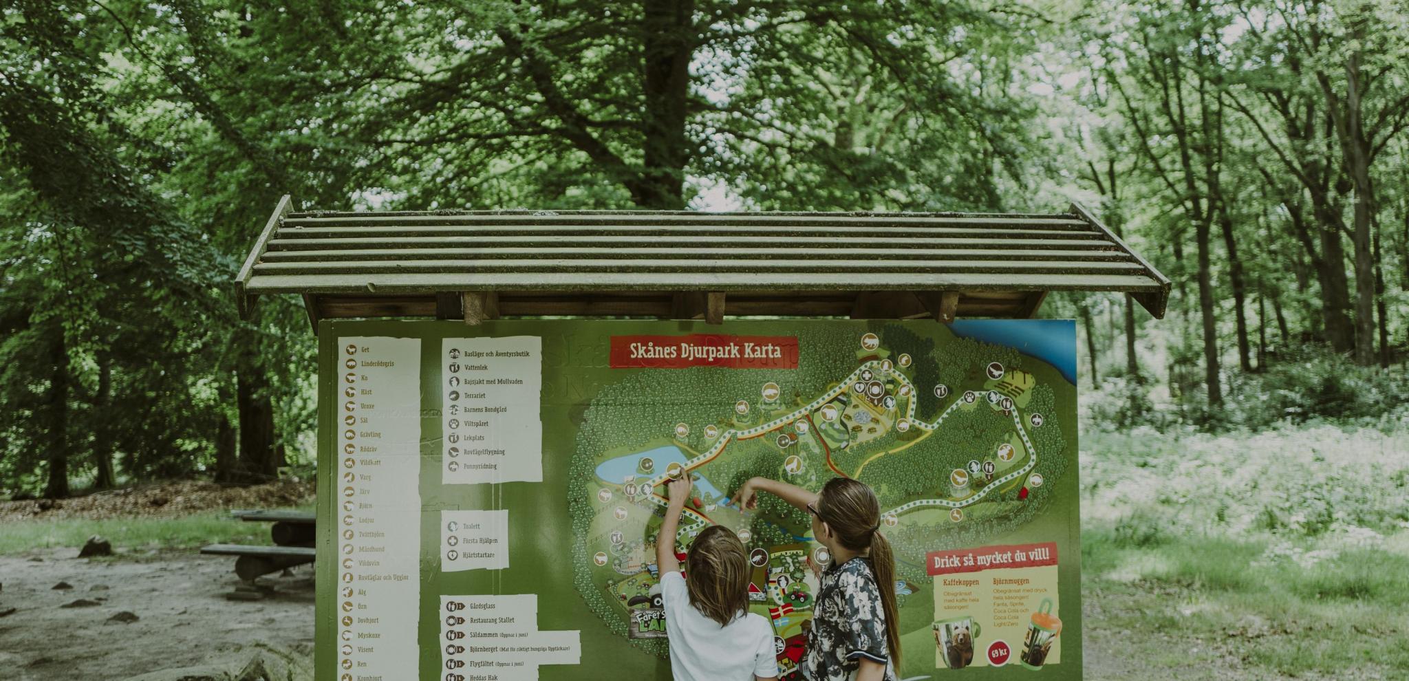 Informationstavla på Skånes Djurpark