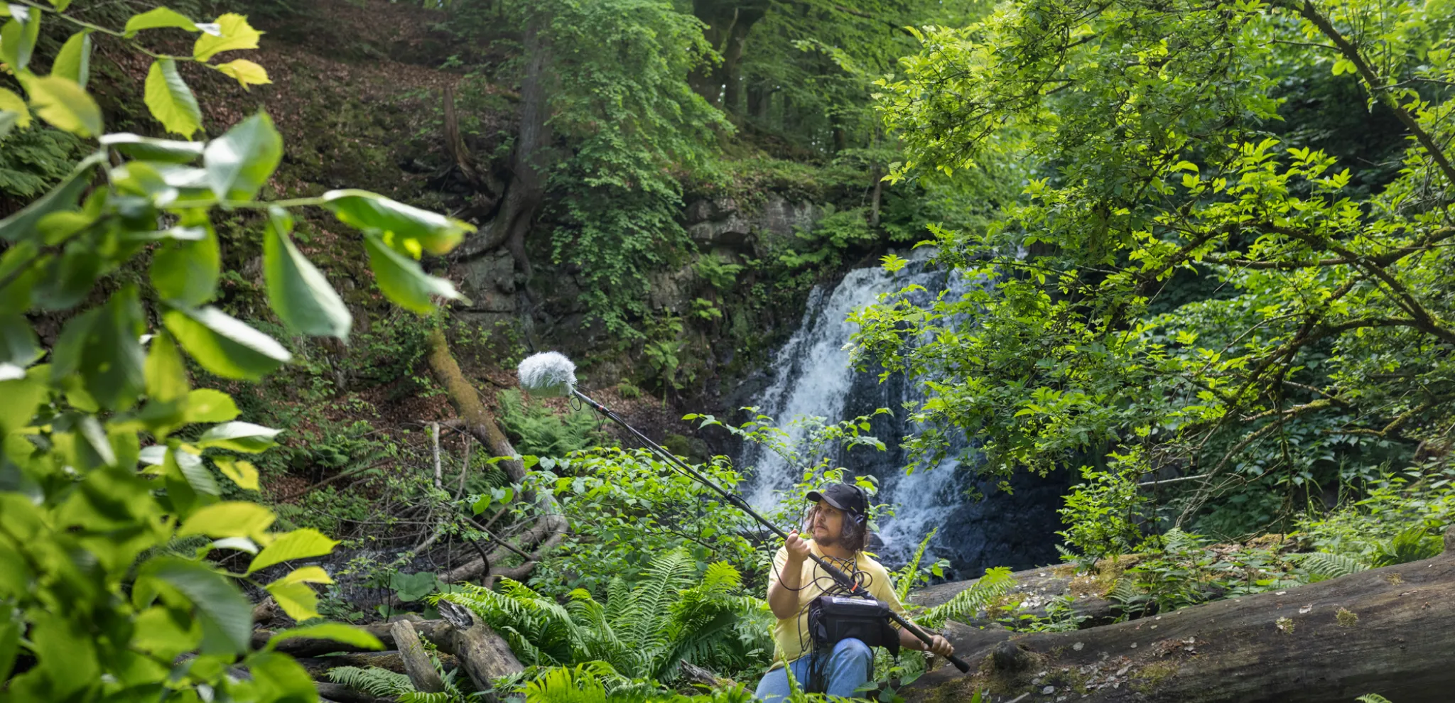 Sound Technician by waterfall in Sträntemölla 
