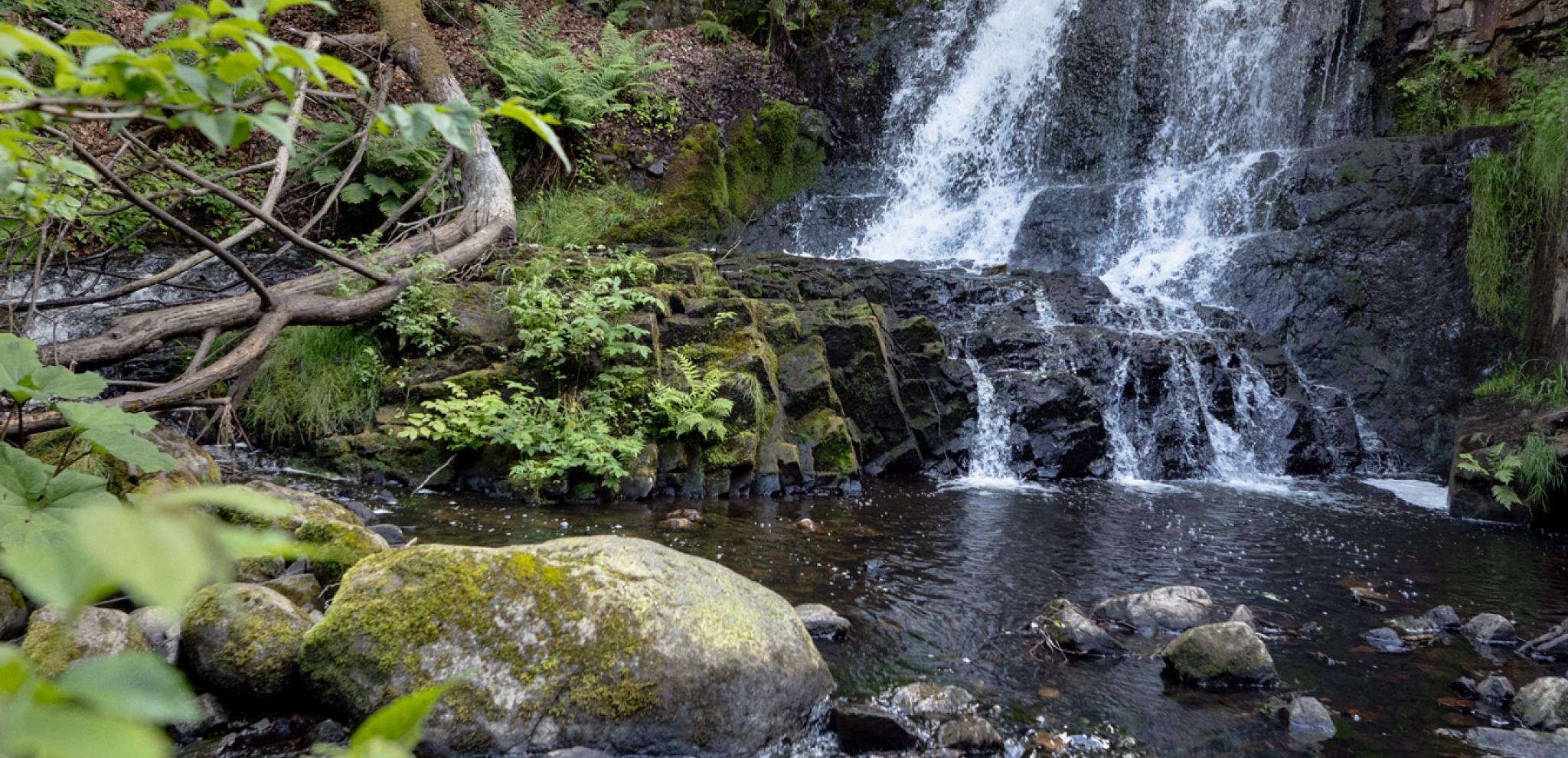 Sound technician by waterfall in Sträntemölla
