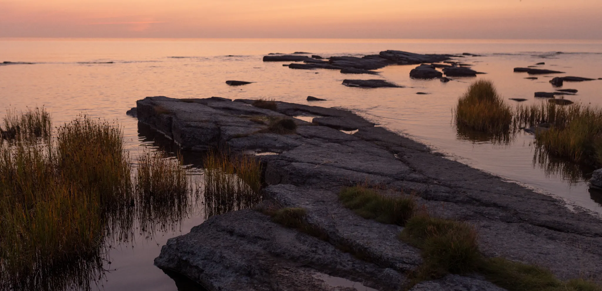 View over the ocean in sunrise