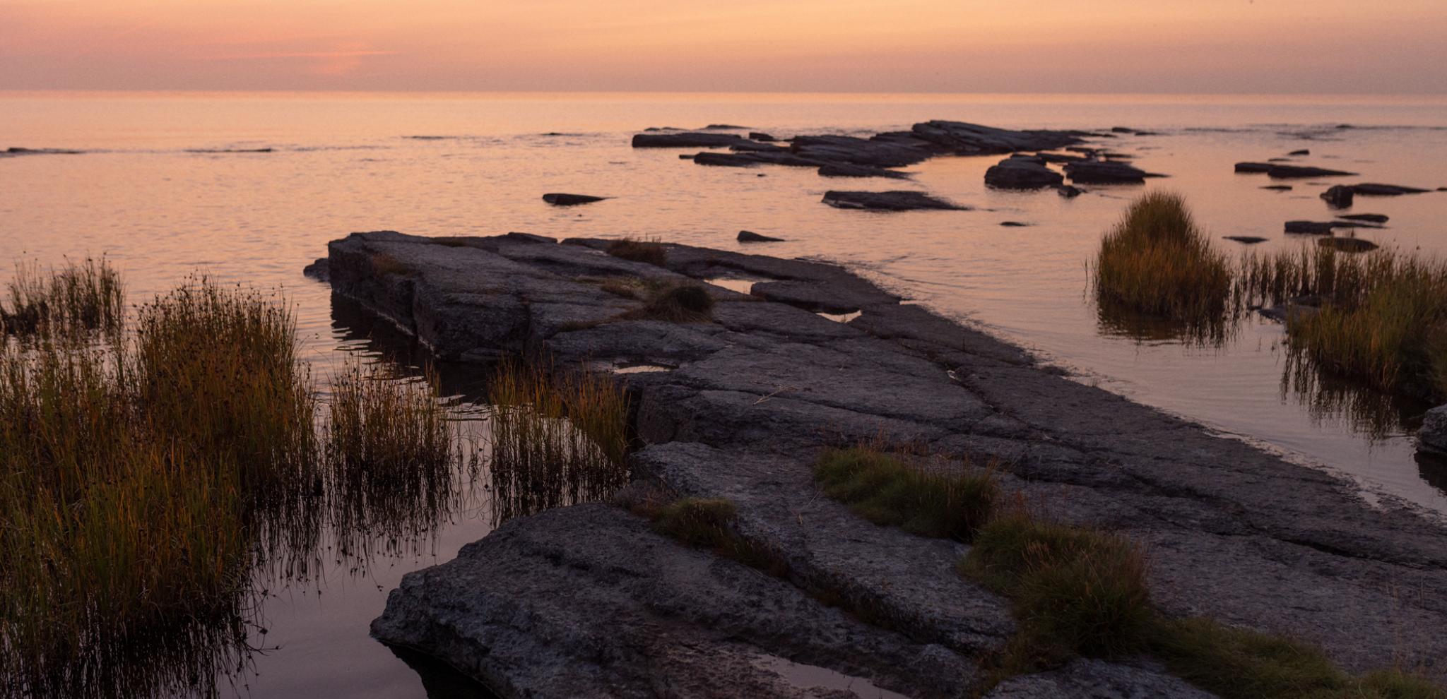 View over the ocean in sunrise