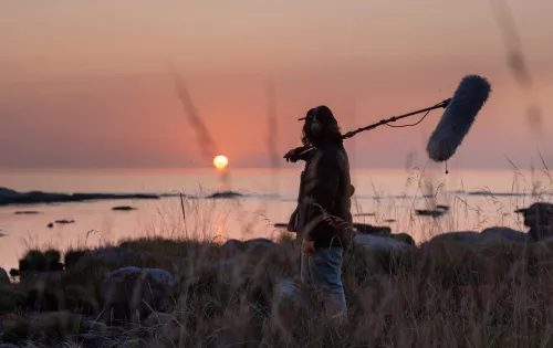 Sound guy looking out over the ocean