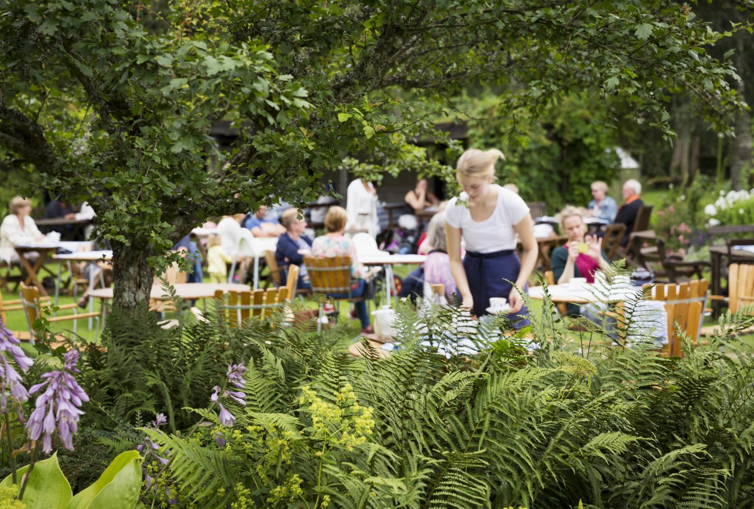 Café garden with people