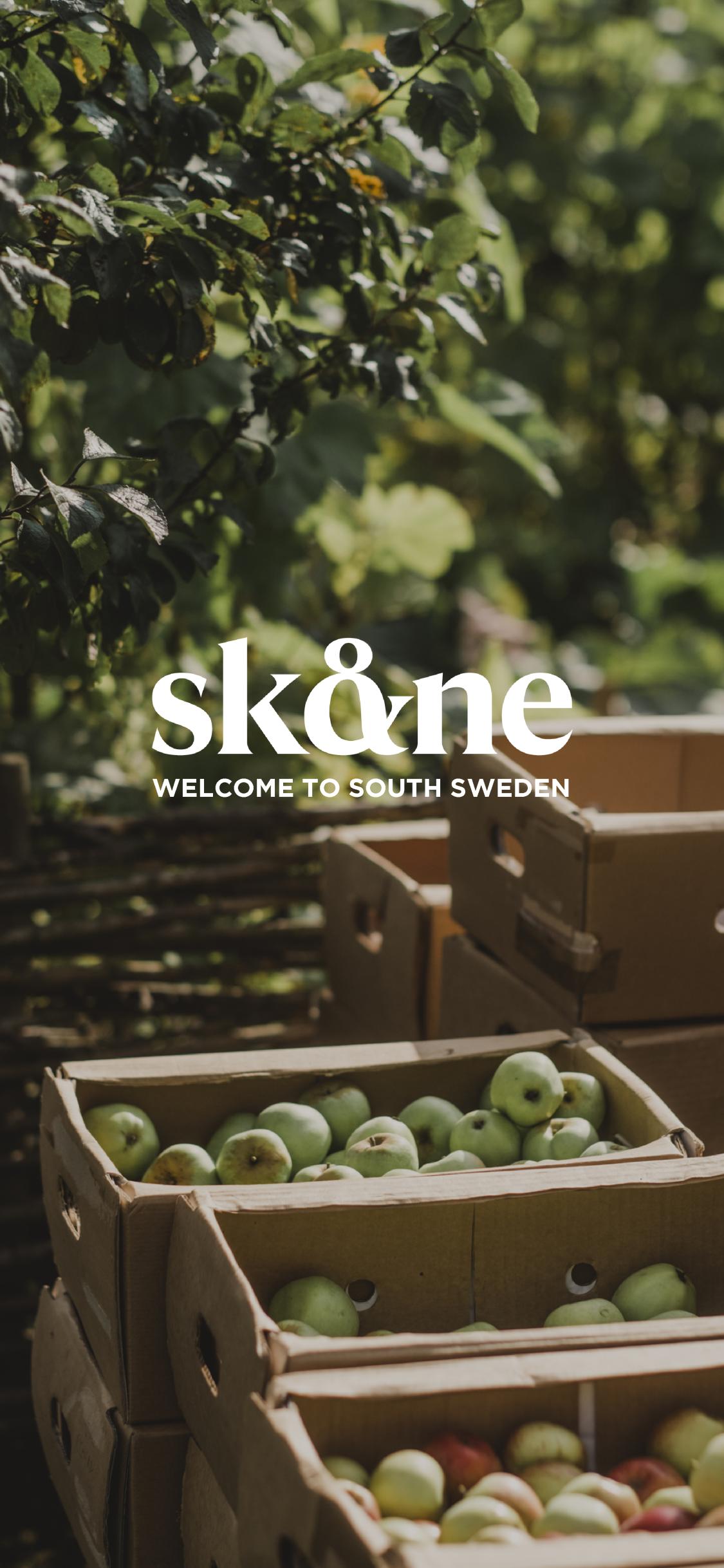 Apples in boxes with a green lush background