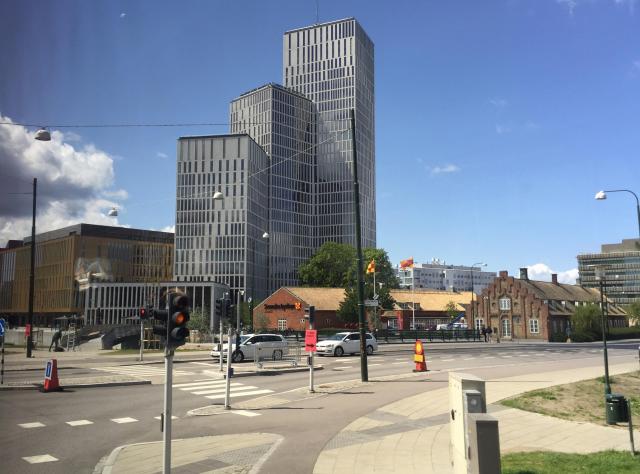 The three towers of Clarion Hotel & Congress Malmö Live from a far