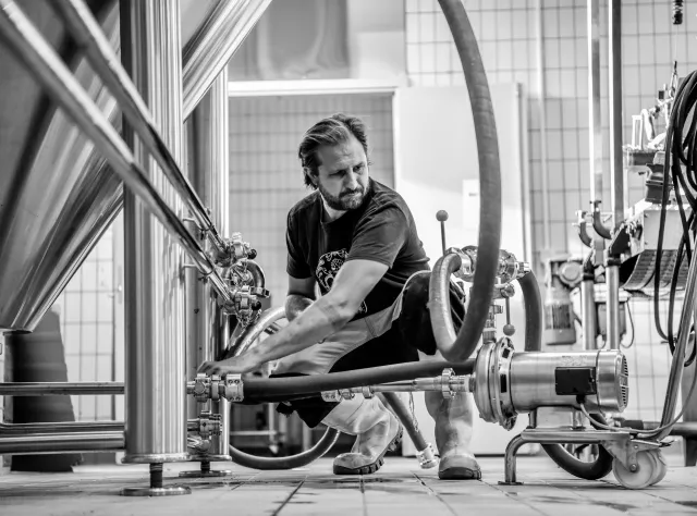 Brewer brewing beer